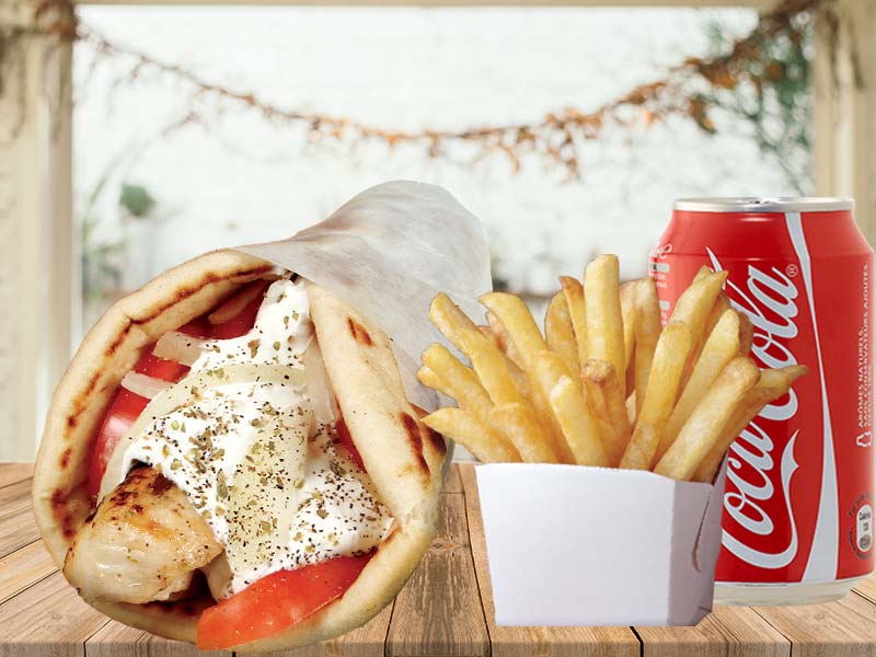 3)  Chicken pita + 1 small fries + 1 pepsi